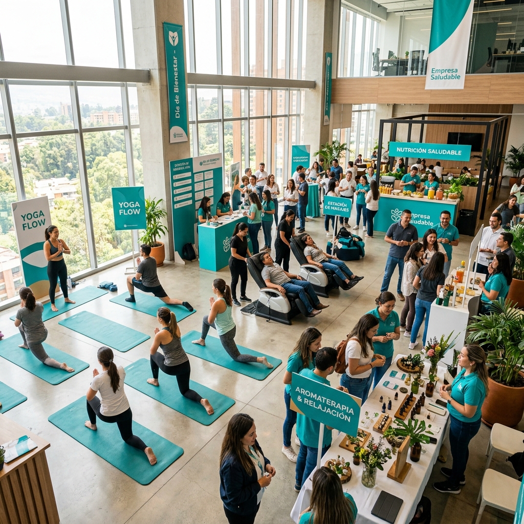 Colaboradores participando en jornada de bienestar